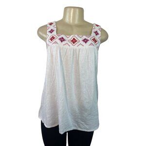 Madewell Womens Sleeveless Embroidered Square-Neck Top White Size M